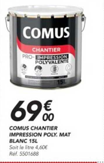 comus chantier impression poly.mat blanc 15l