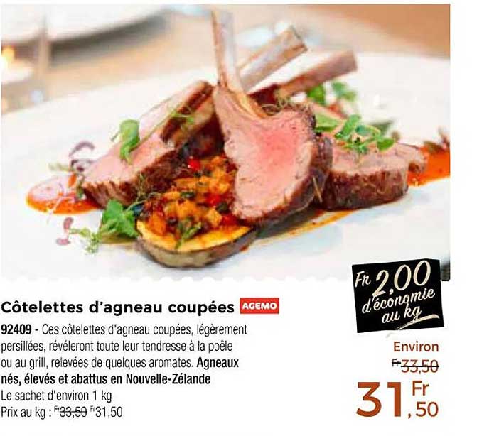 côtelettes d'agneau coupées