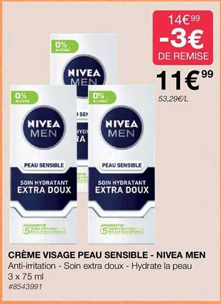 crème visage peau sensible - nivea men