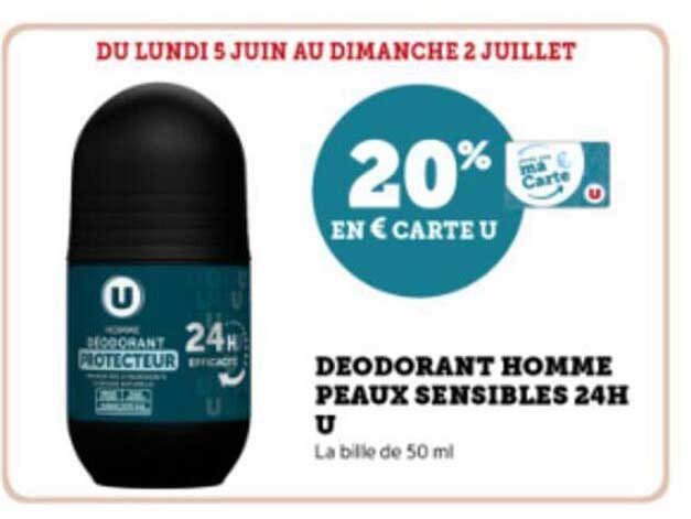 déodorant homme peaux sensibles 24h u