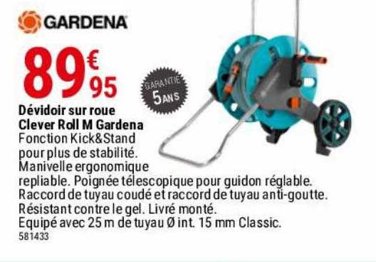dévidoir sur roue clever roll m gardena
