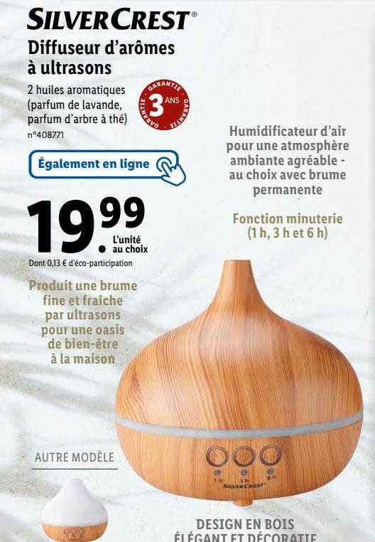 diffuseur d'arômes à ultrasons silvercrest