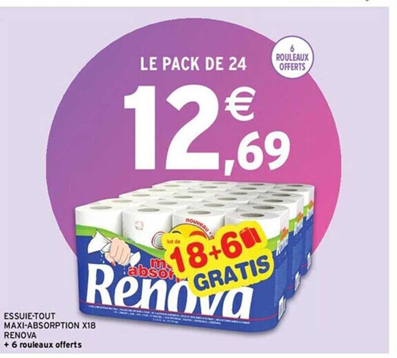 essuie-tout maxi-absorption x 18 renova
