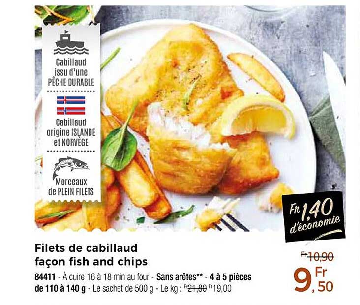 filets de cabillaud façon fish and chips