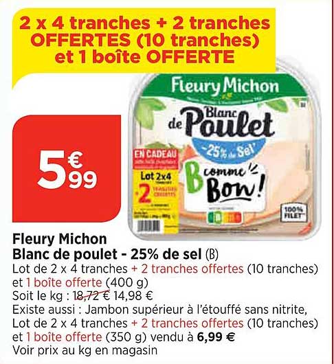 fleury michon blanc de poulet -25% de sel
