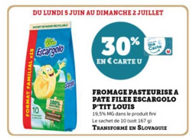 Fromage Pasteurisé à Pâte Filée Escargolo P'tit Louis