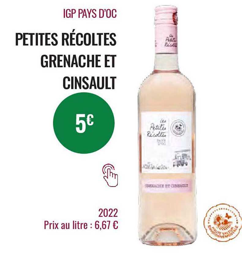 igp pays d'oc petites récoltes grenache et cinsault 2022