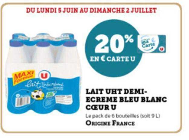lait uht demi-écrémé bleu blanc cœur u