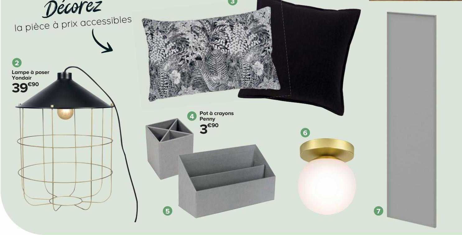 lampe à poser yondair, pot à crayons penny