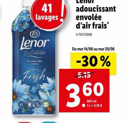 lenor adoucissant envolée d'air frais