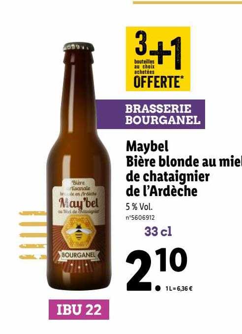 maybel bière blonde au miel de châtaignier de l'ardèche