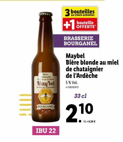 maybel bière blonde au miel de châtaignier de l'ardèche