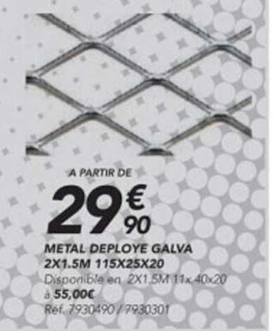 métal déployé galva 2 x 1.5 m 115 x 25 x 20