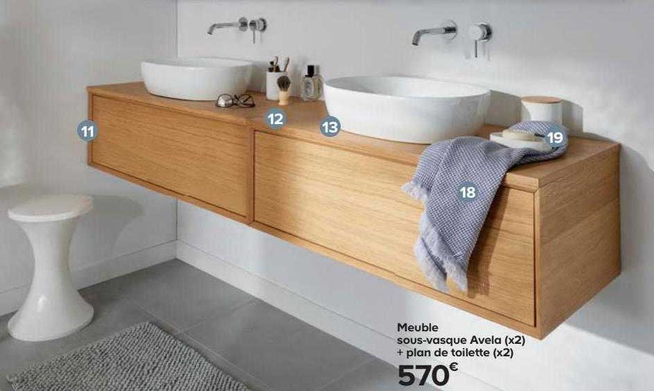 meuble sous-vasque avela (x 2) + plan de toilette (x 2)