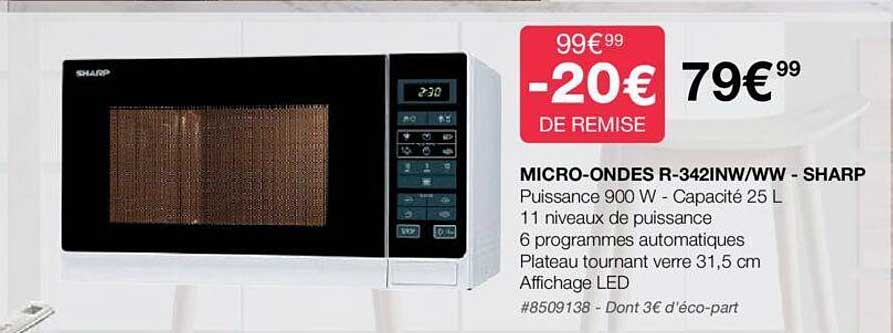 micro-ondes r-342inw-ww - sharp