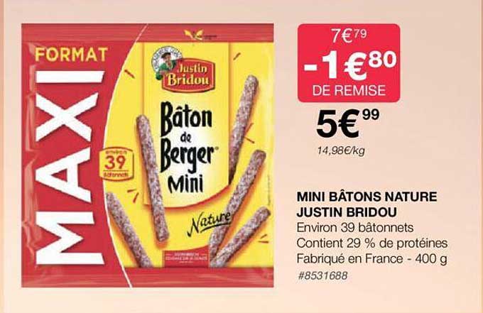 mini bâtons nature justin bridou