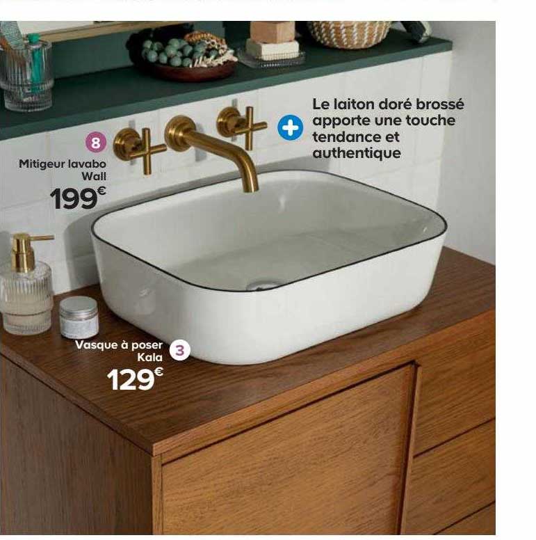 mitigeur lavabo wall, vasque à poser kala