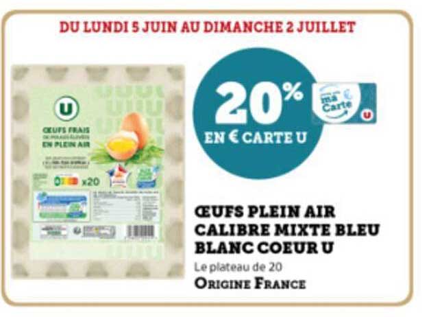 œufs Plein Air Calibre Mixte Bleu Blanc Cœur U