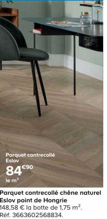 parquet contrecollé chêne naturel eslov point de hongrie