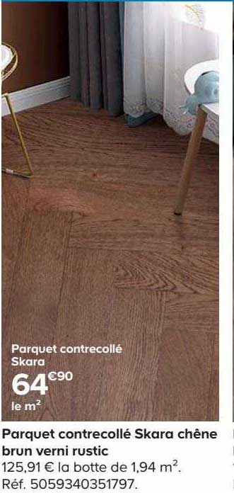 parquet contrecollé skara chêne brun verni rustic