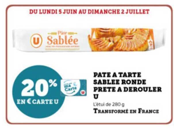 pâte à tarte sablée ronde prête à dérouler u