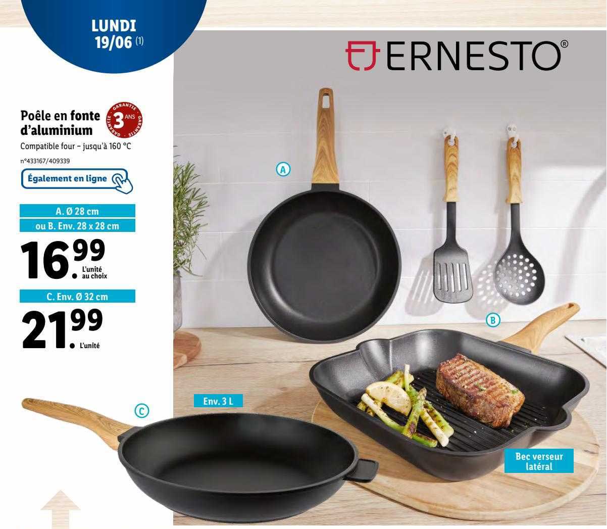poêle en fonte d'aluminium ernesto