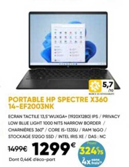 portable hp spectre x360 14-ef2003nk