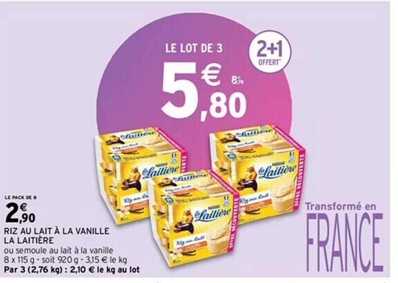 Riz Au Lait à La Vanille La Laitière