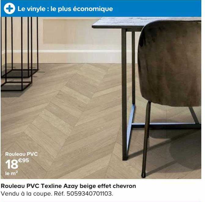 rouleau pvc texline azay beige effet chevron