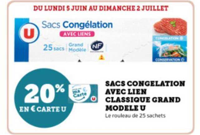 sacs congélation avec lien classique grand modèle u