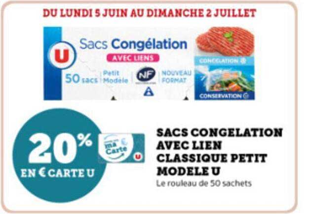 sacs congélation avec lien classique petit modèle u