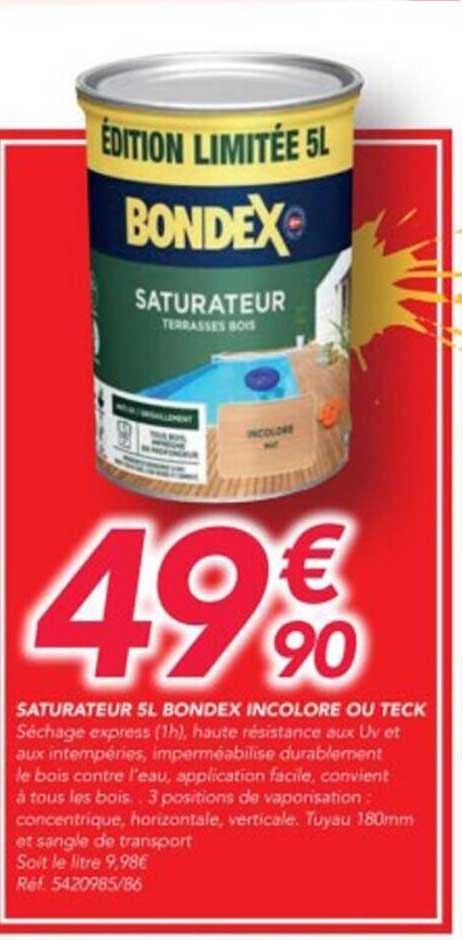 saturateur 5l bondex incolore ou teck