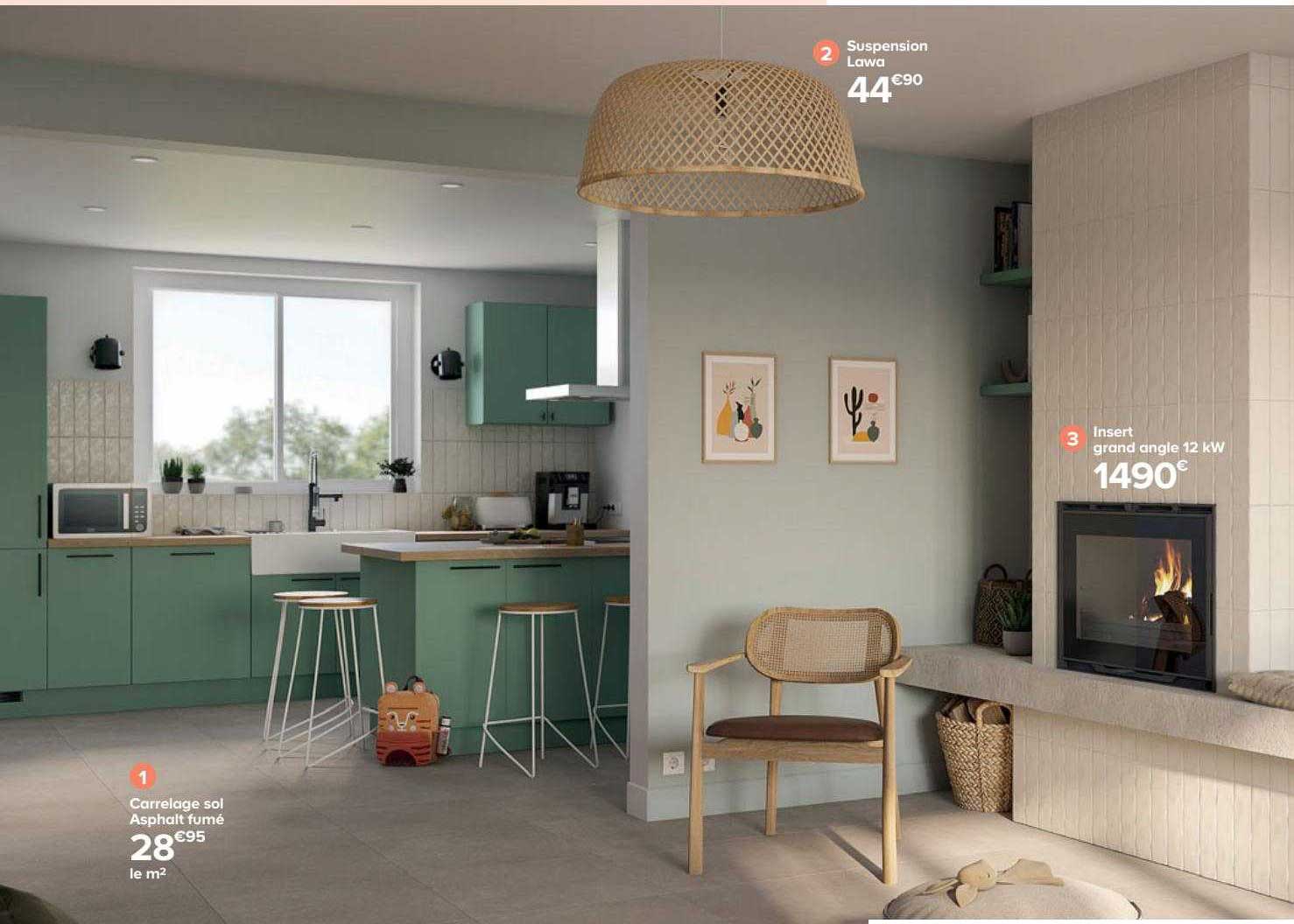 Suspension Lawa, Carrelage Sol Asphalt Fumé, Insert Grand Angle 12kw