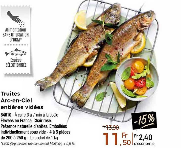 truites arc-en-ciel entières vidées