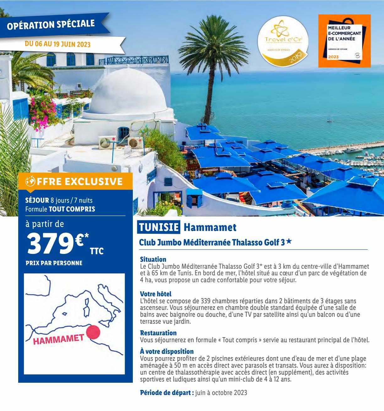 tunisie hammamet : club jumbo méditerranée thalasso golf 3*