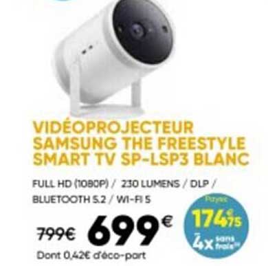 vidéoprojecteur samsung the freestyle smart tv sp-lsp3 blanc