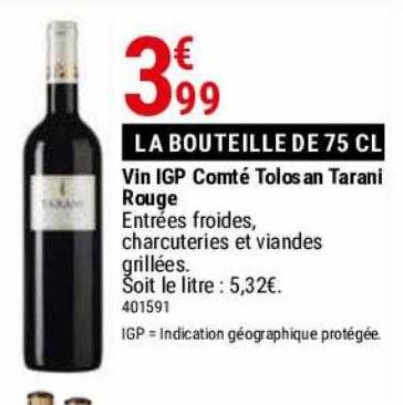 vin igp comté tolosan tarani rouge