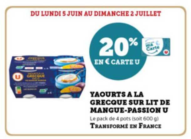 yaourts à la grecque sur lit de mangue-passion u