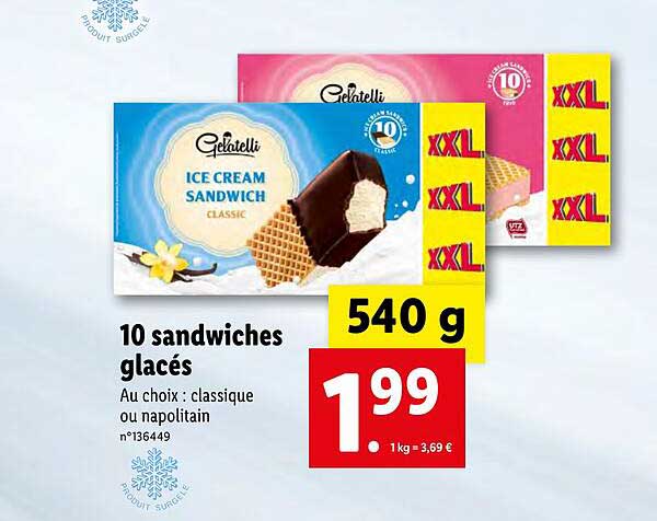 10 Sandwiches Glacés Gelatelli