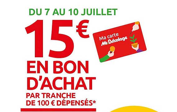 15 euro en bon d'achat par tranche de 100 euro dépensés