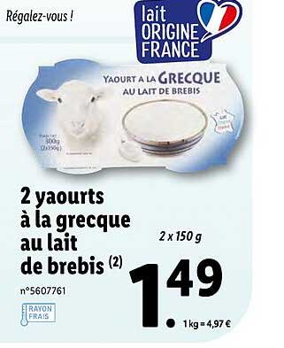 2 Yaourts à La Grecque Au Lait De Brebis