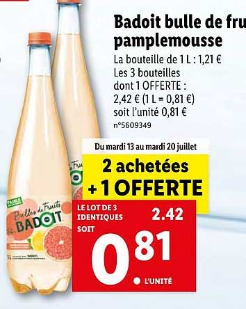 Badoit Bulle De Fruit Pamplemousse