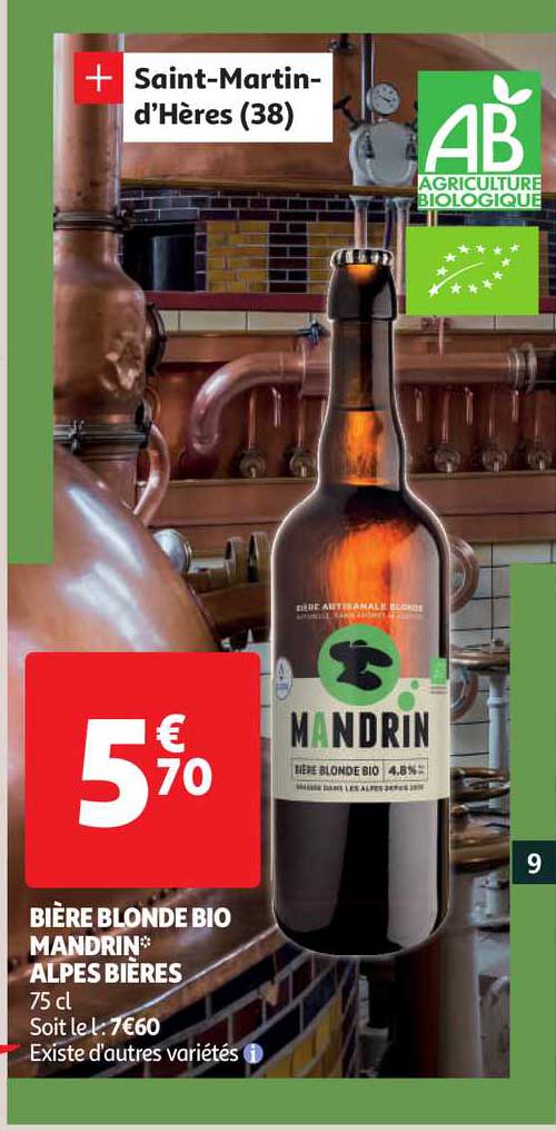 Bière Blonde Bio Mandrin Alpes Bières