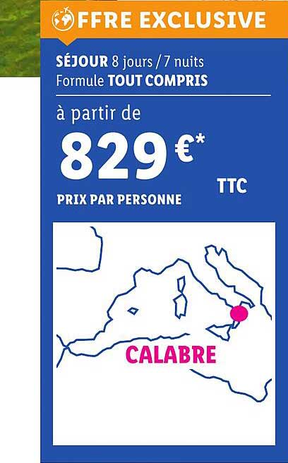 calabre : séjour 8 jours - 7 nuits formule tou compris