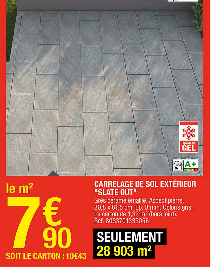 carrelage de sol extérieur "slate out"