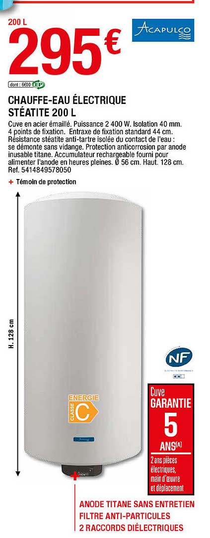 chauffe-eau électrique stéatite 200 l