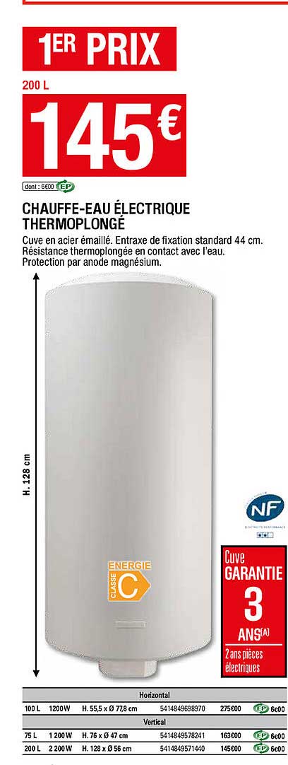 chauffe-eau électrique thermoplongé