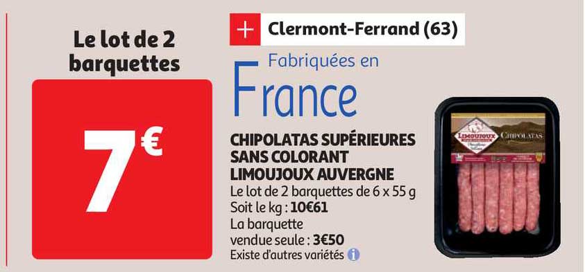 chipolatas supérieures sans colorant limoujoux auvergne