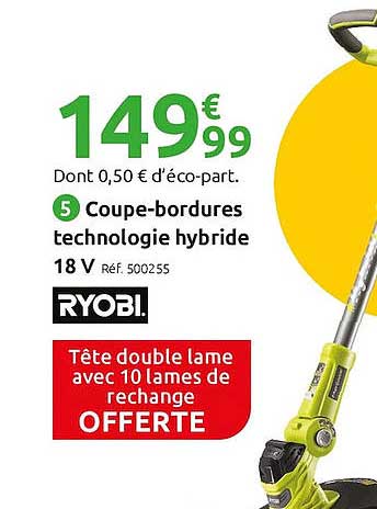 coupe-bordures technologie hybride 18 v roybi