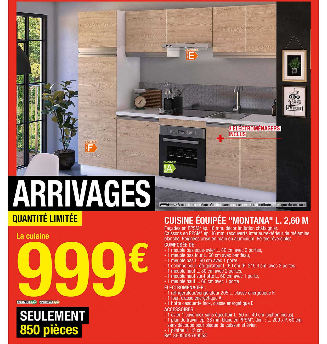 cuisine équipée "montana" l. 2,6. m